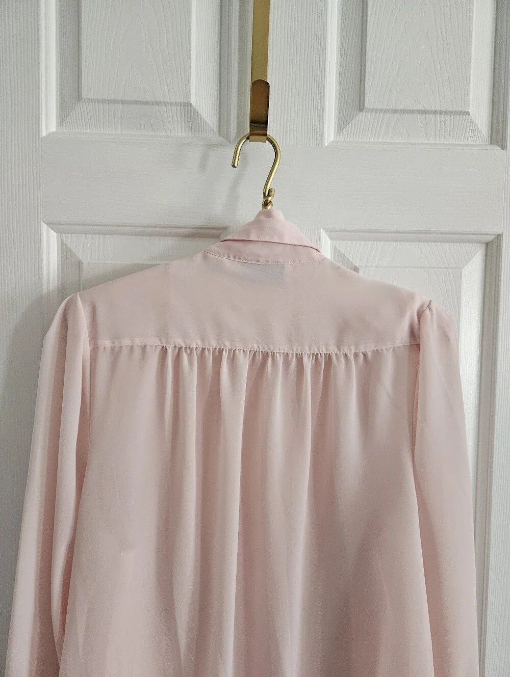 Vintage La Blouse Soft Pink Pleated Button Front Blouse Top - Picture 9 of 11